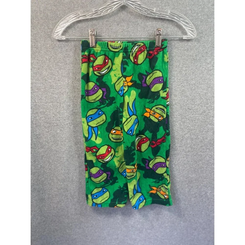 Teenage Mutant Ninja‎ Turtles TMNT Fleece Pants XS (4) Green Pajama Sleepwear